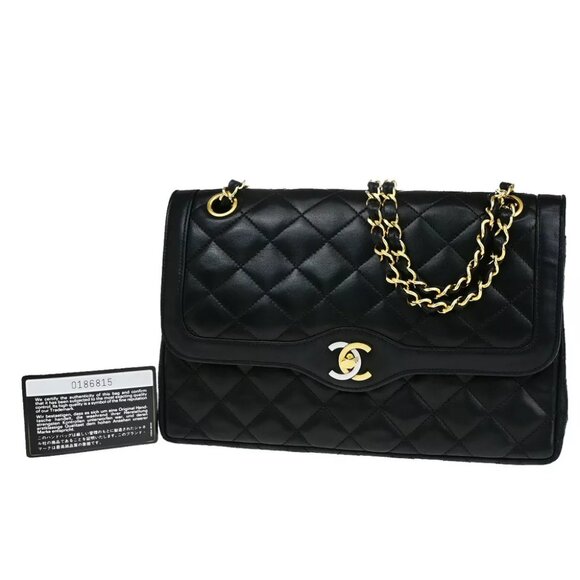 CHANEL Paris CC Matelasse 25 Double Flap Chain Shoulder Bag Leather - Picture 1 of 16